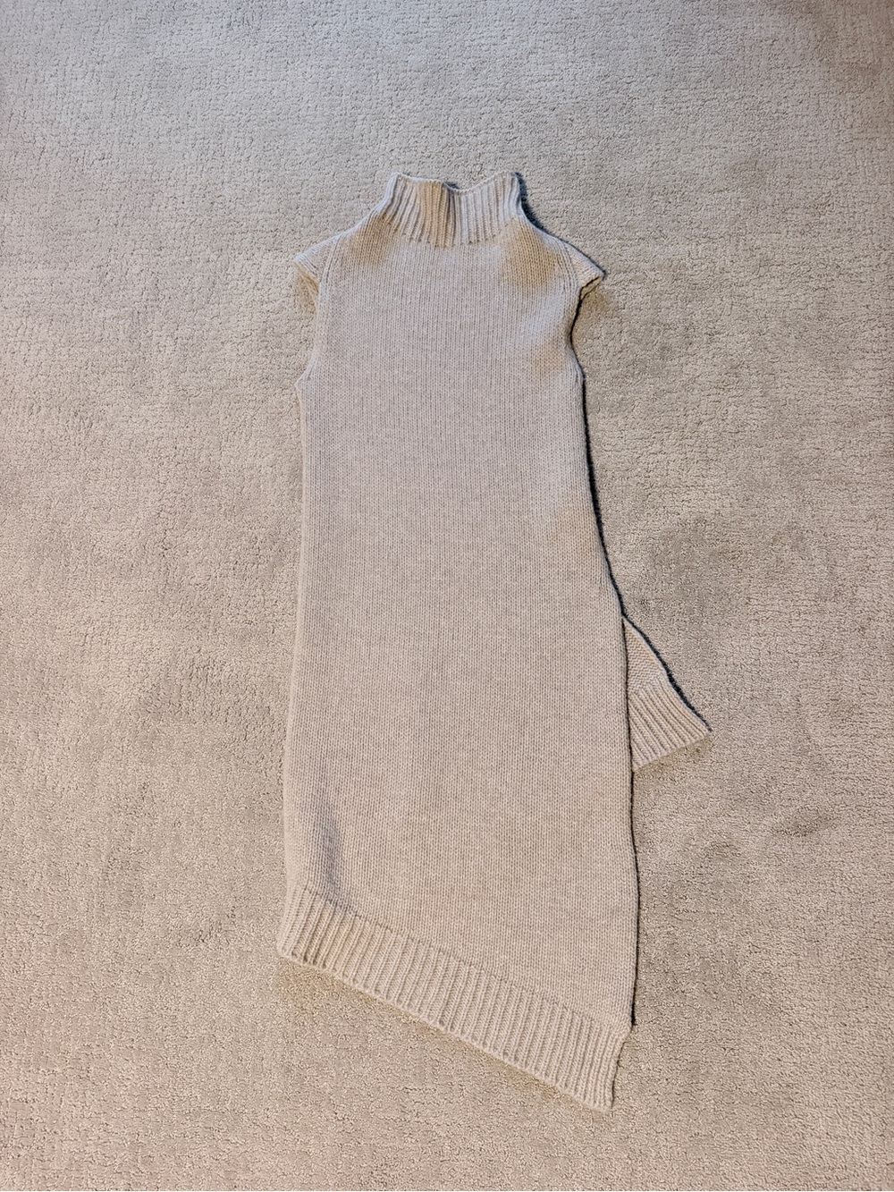 Jil Sander Sleeveless Mock Neck Knit Tunic in Light Beige